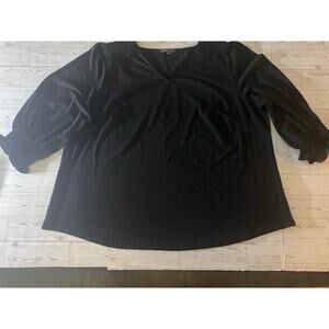 Adrianna Papell Women’s Plus 3X Black 3/4 Sleeve Blouse Top